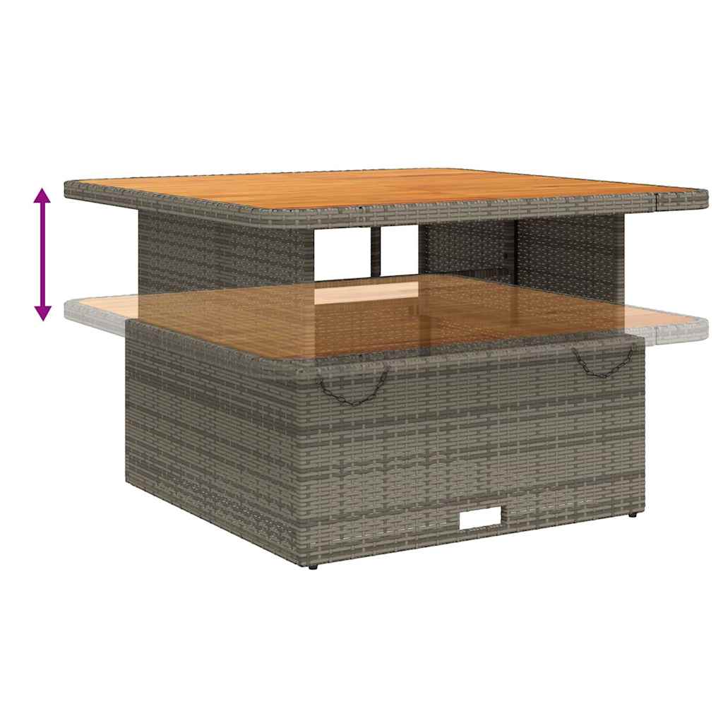 Vrtni stol sivi 110 x 110 x 71 cm poliratan i bagremovo drvo