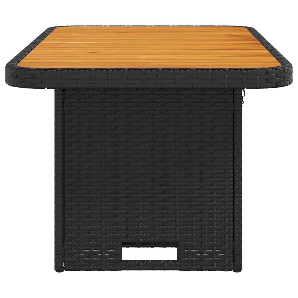 Vrtni stol crni 90 x 55 x 71 cm od poliratana i bagremovog drva