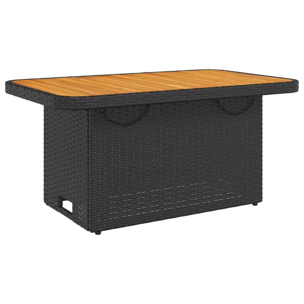 Vrtni stol crni 90 x 55 x 71 cm od poliratana i bagremovog drva