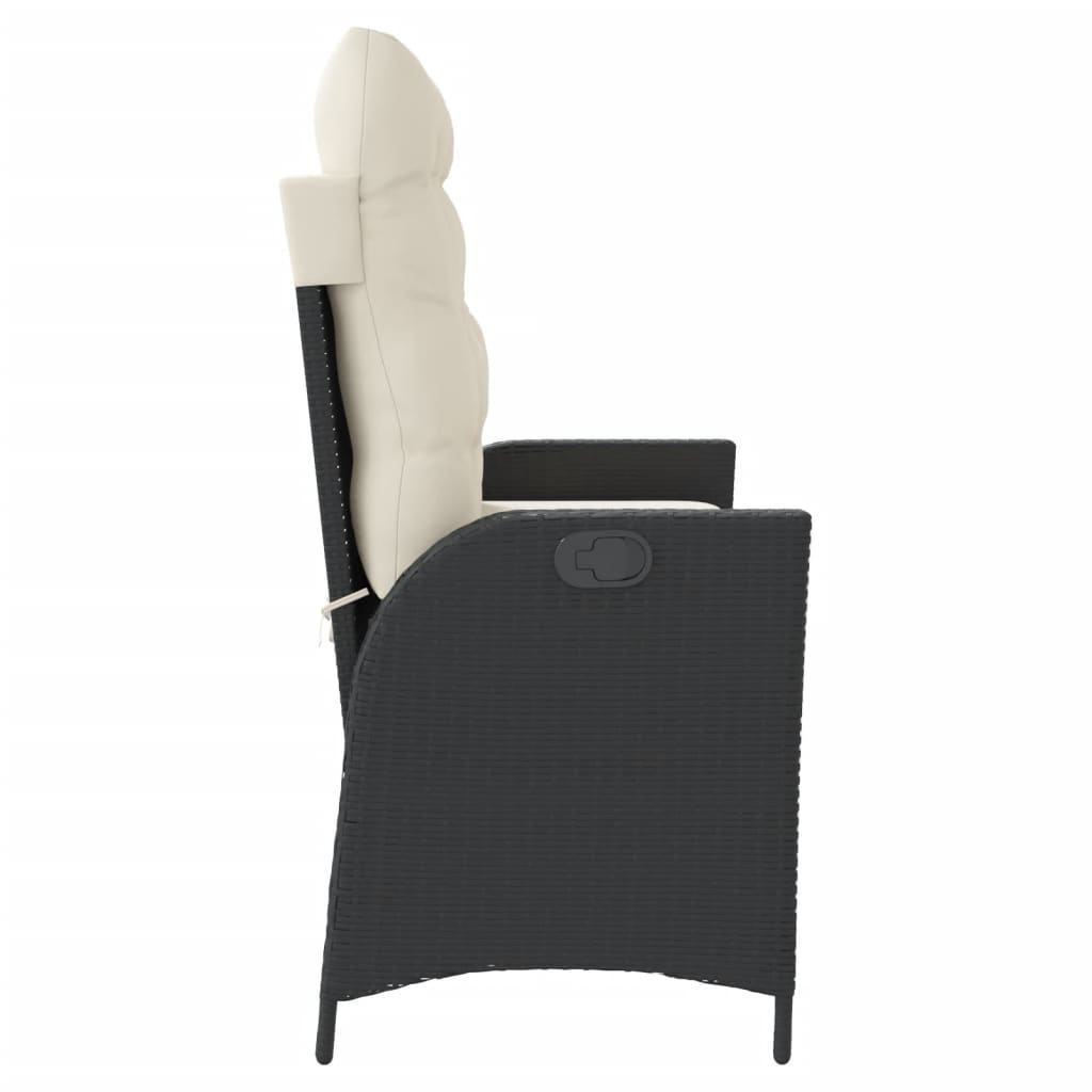 Vrtni naslonjač s jastucima crni od poliratana Crna 104 x 59 x 93 cm