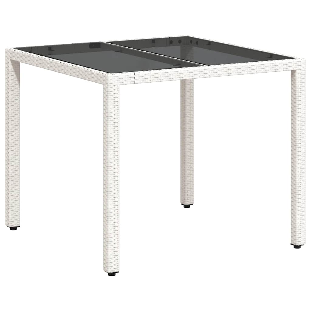 Vrtni stol sa staklenom pločom bijeli 90x90x75 cm od poliratana