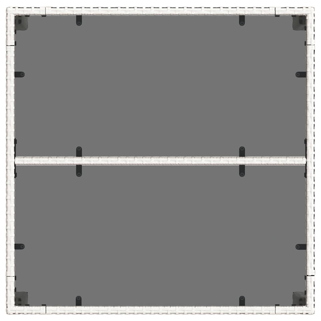 Vrtni stol sa staklenom pločom bijeli 90x90x75 cm od poliratana