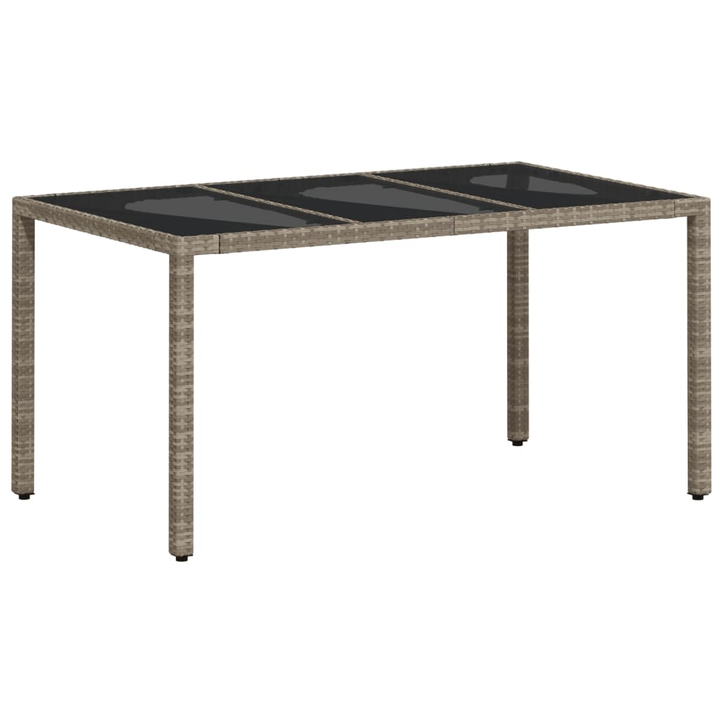 Vrtni stol sa staklenom pločom sivi 150x90x75 cm od poliratana