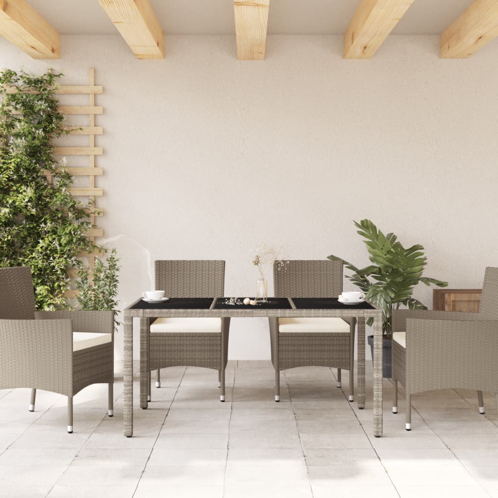 Vrtni stol sa staklenom pločom sivi 150x90x75 cm od poliratana