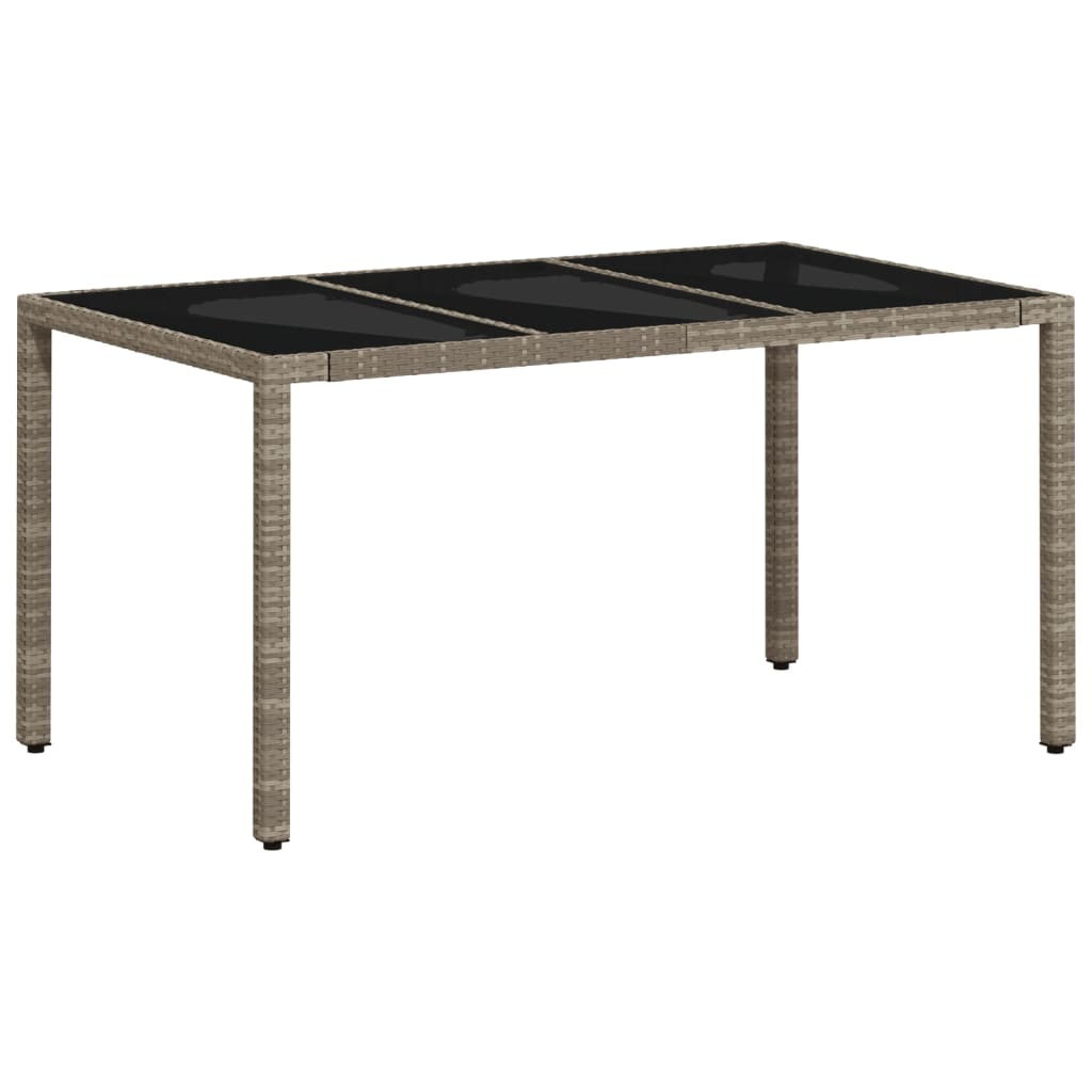 Vrtni stol sa staklenom pločom sivi 150x90x75 cm od poliratana