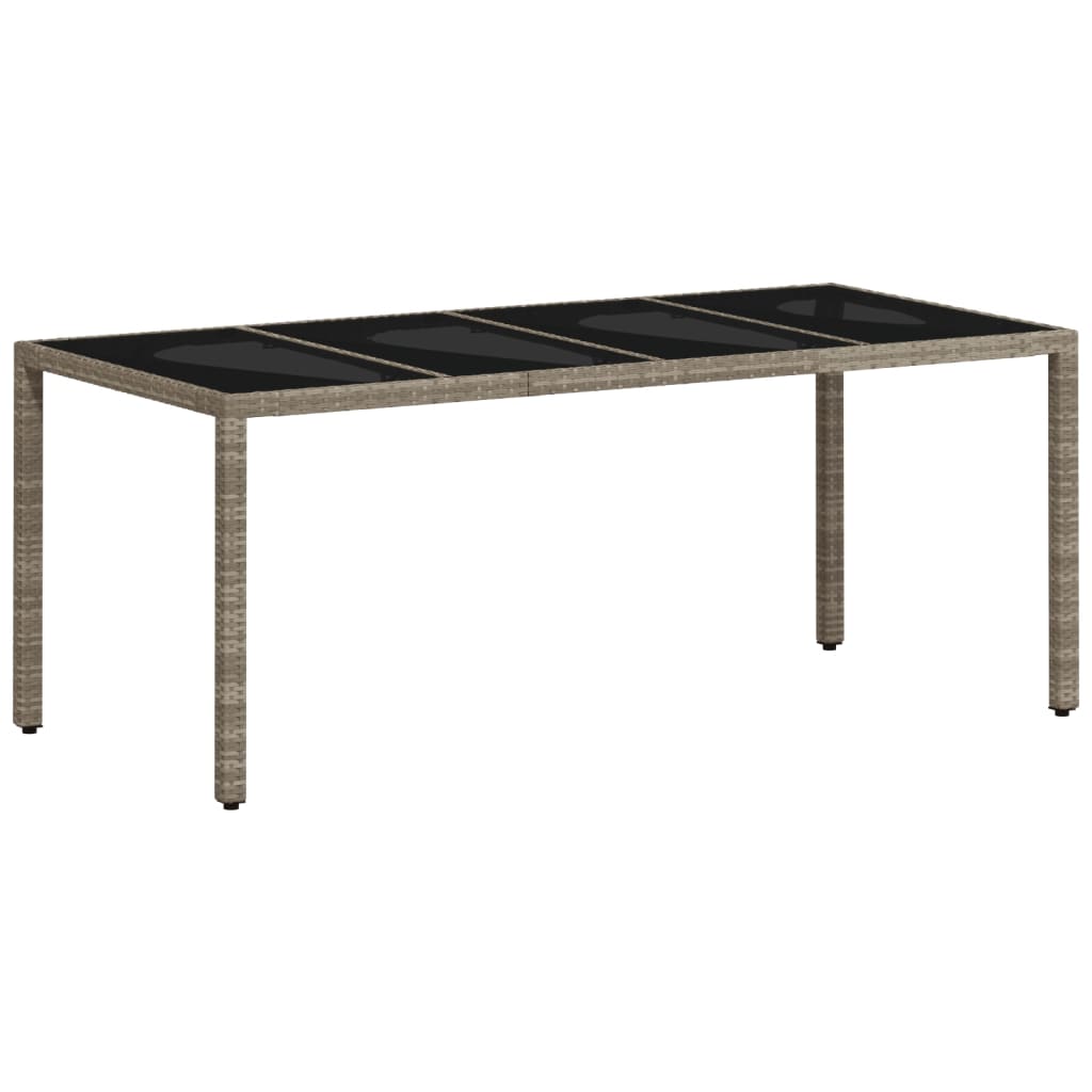 Vrtni stol sa staklenom pločom sivi 190x90x75 cm od poliratana