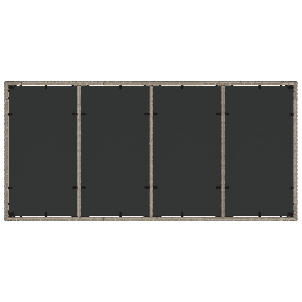 Vrtni stol sa staklenom pločom sivi 190x90x75 cm od poliratana