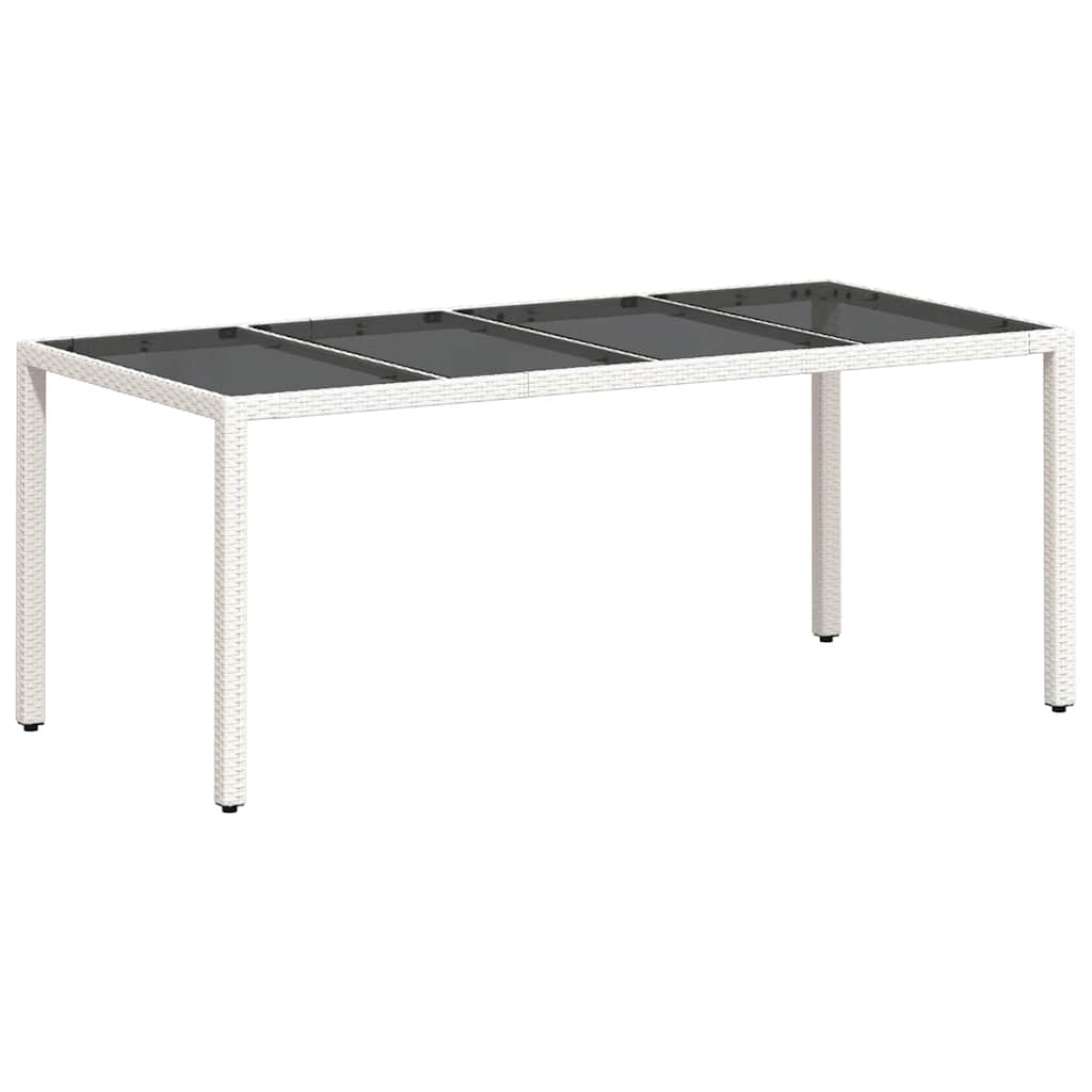 Vrtni stol sa staklenom pločom bijeli 190x90x75 cm poliratan