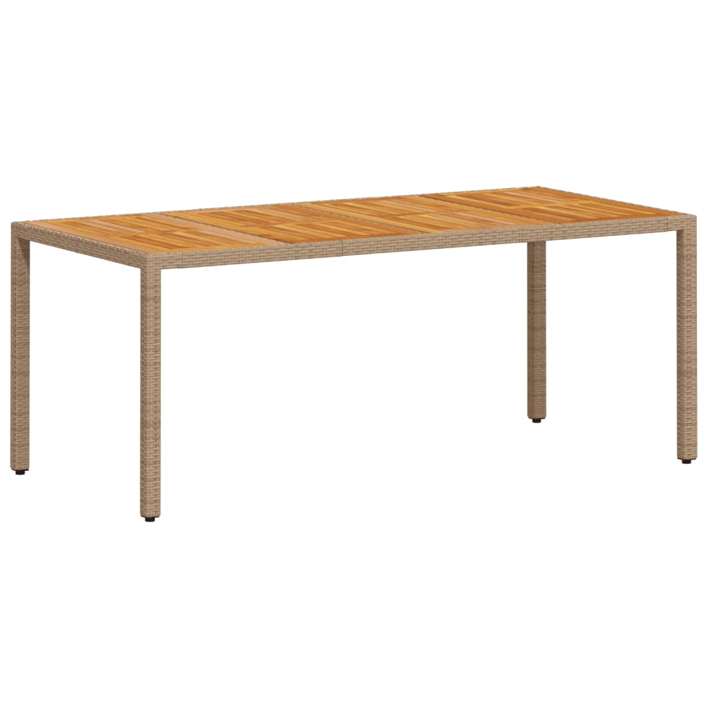 Vrtni stol bež 190 x 90 x 75 cm poliratan i bagremovo drvo
