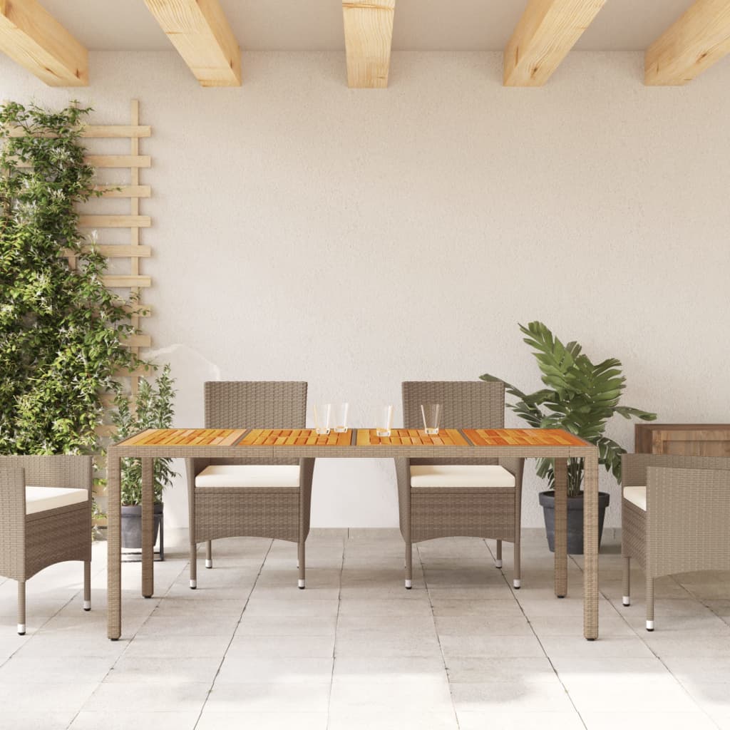 Vrtni stol bež 190 x 90 x 75 cm poliratan i bagremovo drvo