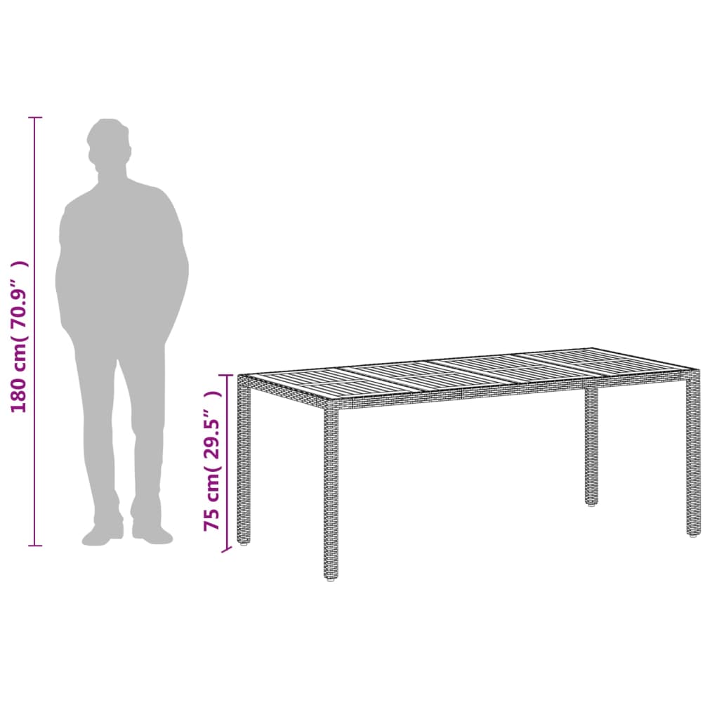 Vrtni stol bež 190 x 90 x 75 cm poliratan i bagremovo drvo