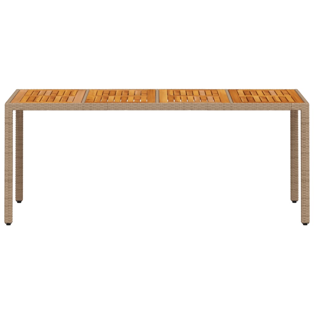 Vrtni stol bež 190 x 90 x 75 cm poliratan i bagremovo drvo