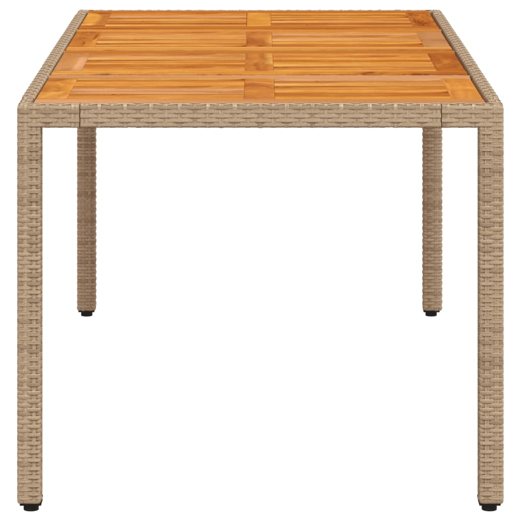Vrtni stol bež 190 x 90 x 75 cm poliratan i bagremovo drvo