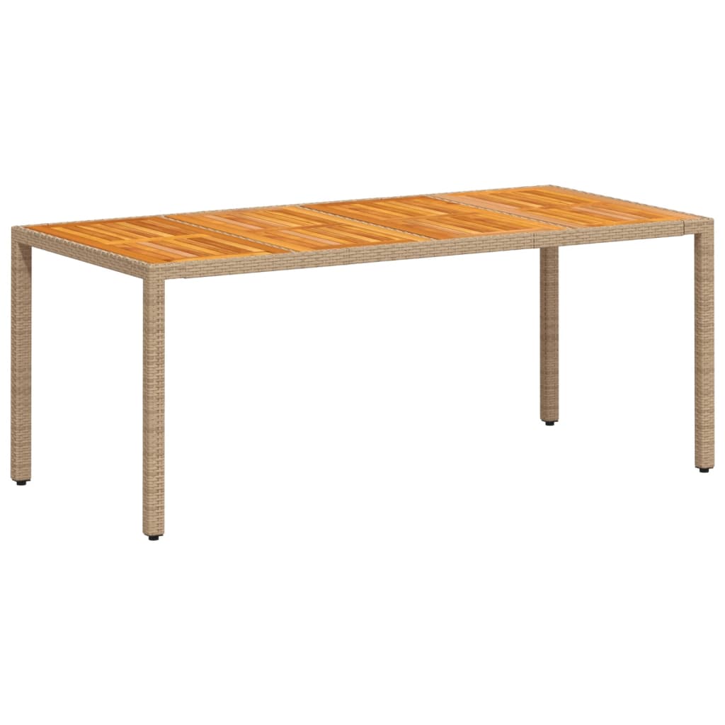 Vrtni stol bež 190 x 90 x 75 cm poliratan i bagremovo drvo