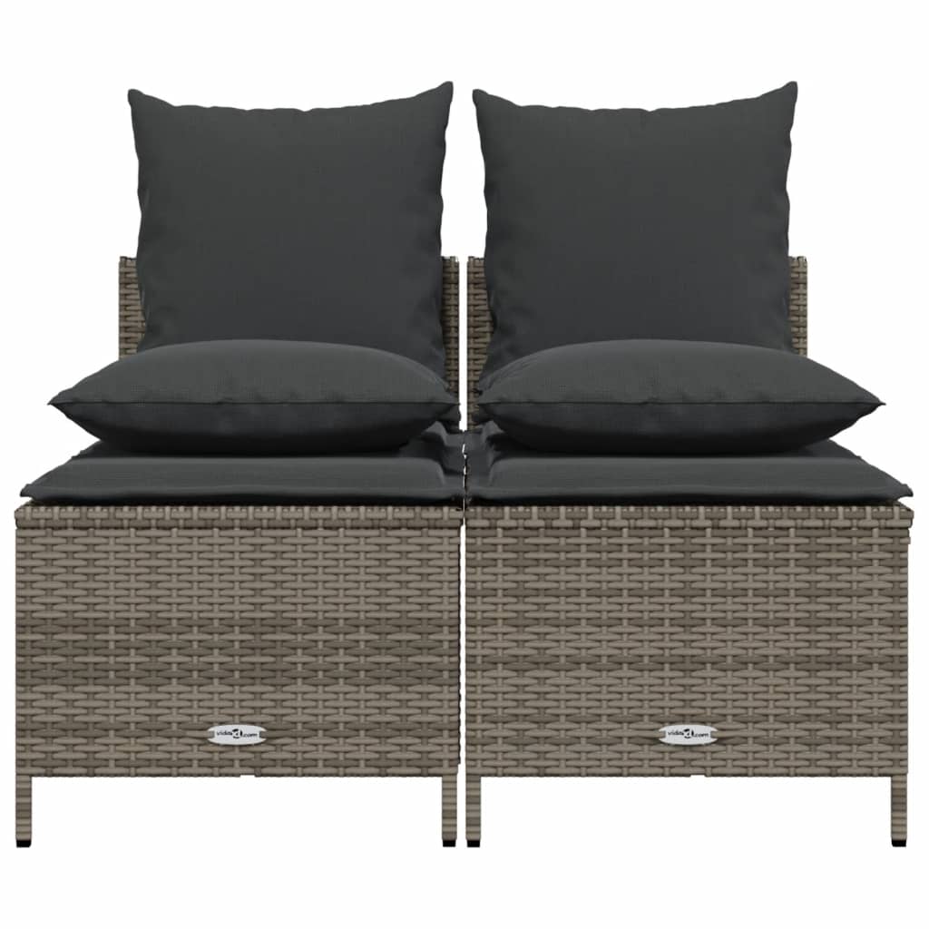 4-dijelni set vrtnih sofa od poliratana s jastucima sivi