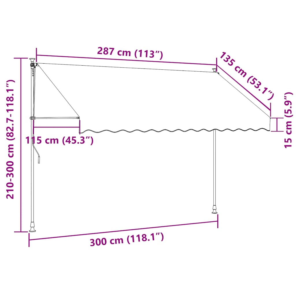 Tenda na uvlačenje krem 300 x 150 cm od tkanine i čelika