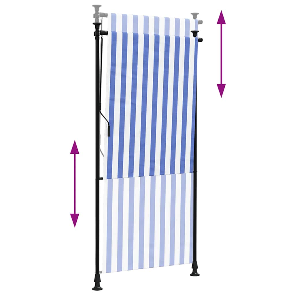 Vanjska roleta plavo-bijela 100 x 270 cm od tkanine i čelika