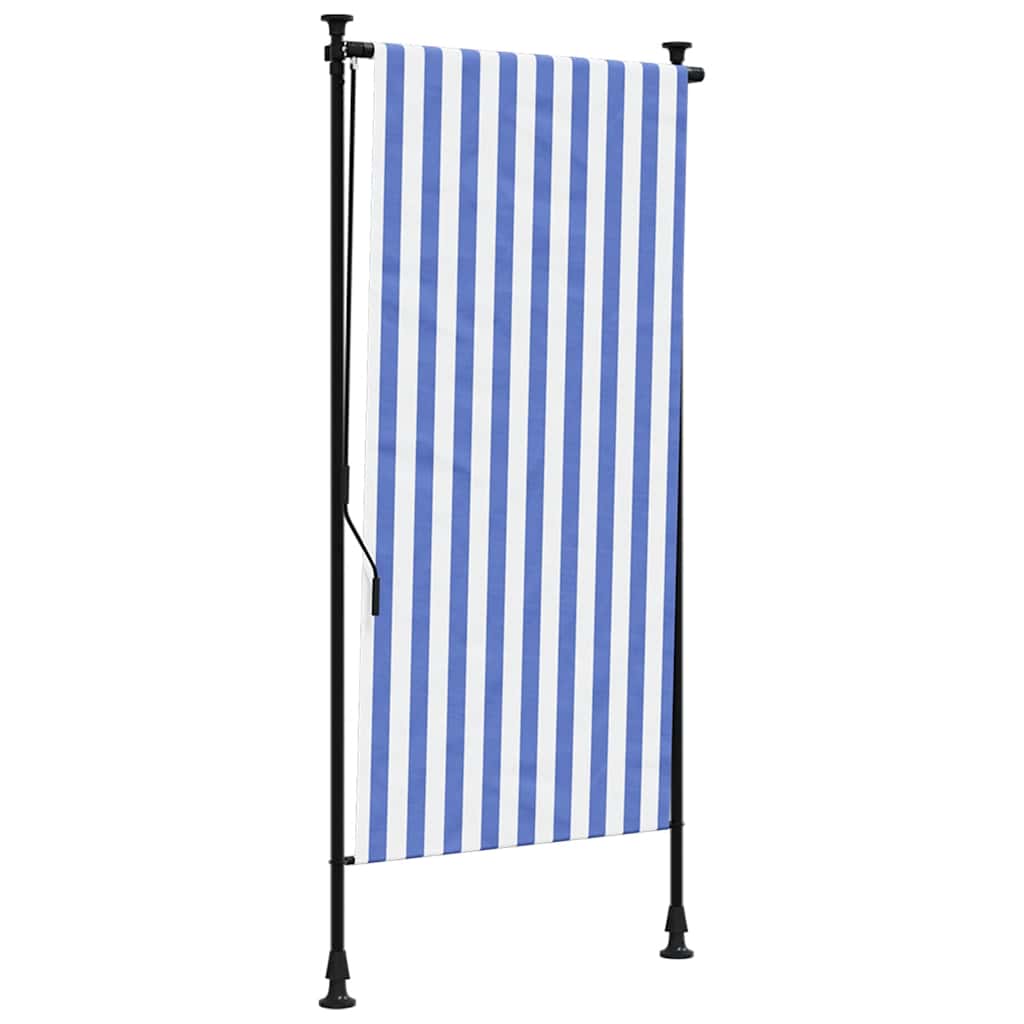 Vanjska roleta plavo-bijela 120 x 270 cm od tkanine i čelika
