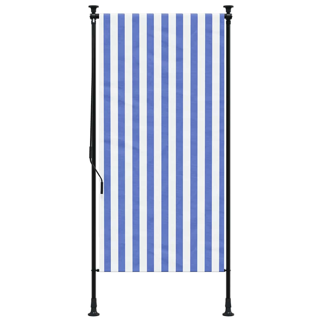 Vanjska roleta plavo-bijela 120 x 270 cm od tkanine i čelika