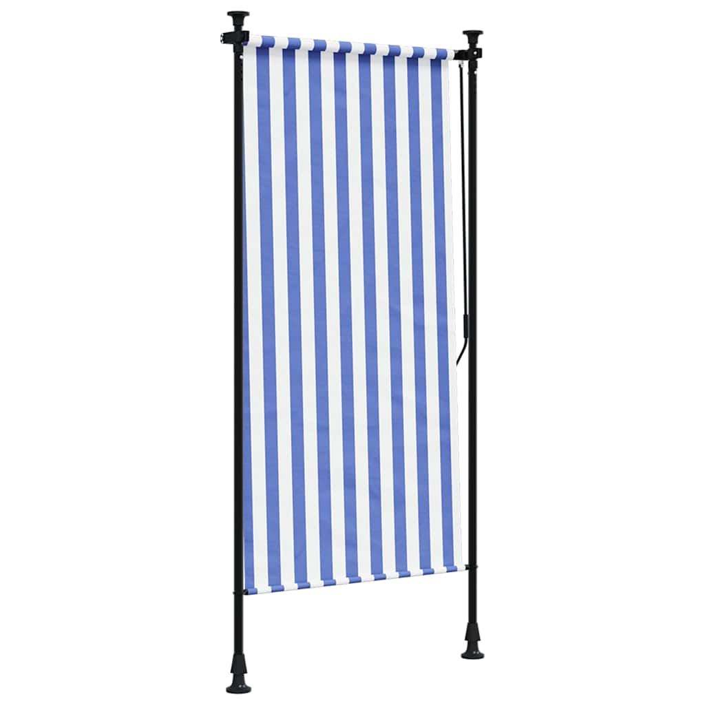 Vanjska roleta plavo-bijela 120 x 270 cm od tkanine i čelika