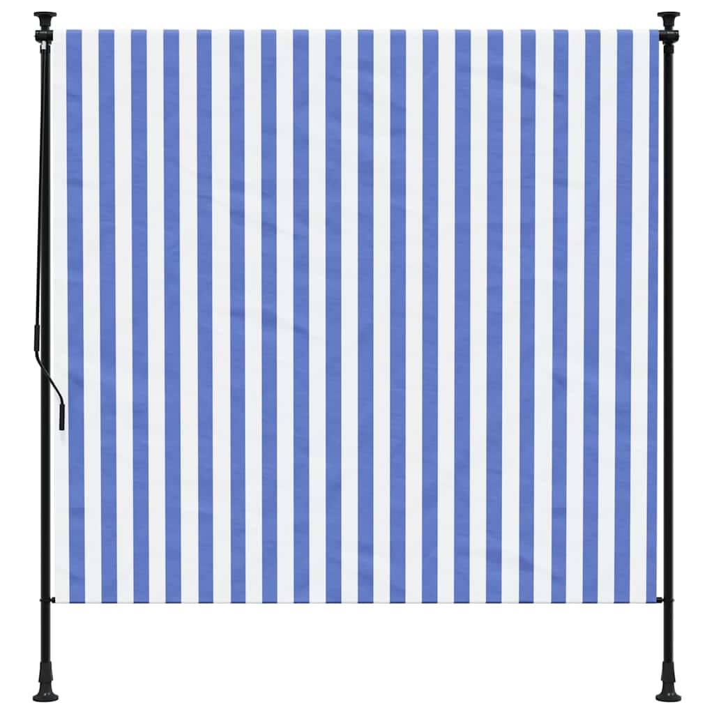 Vanjska roleta plavo-bijela 150 x 270 cm od tkanine i čelika