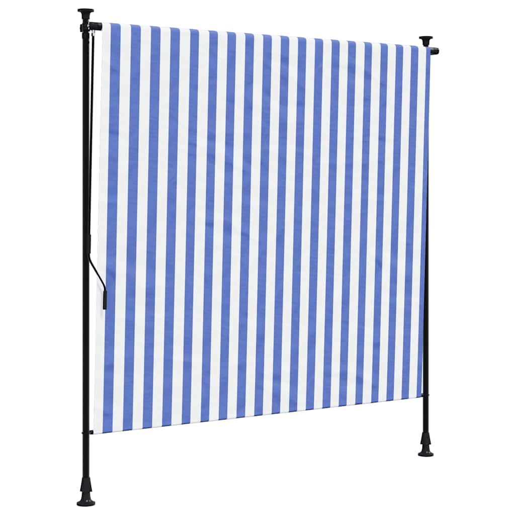 Vanjska roleta plavo-bijela 200 x 270 cm od tkanine i čelika