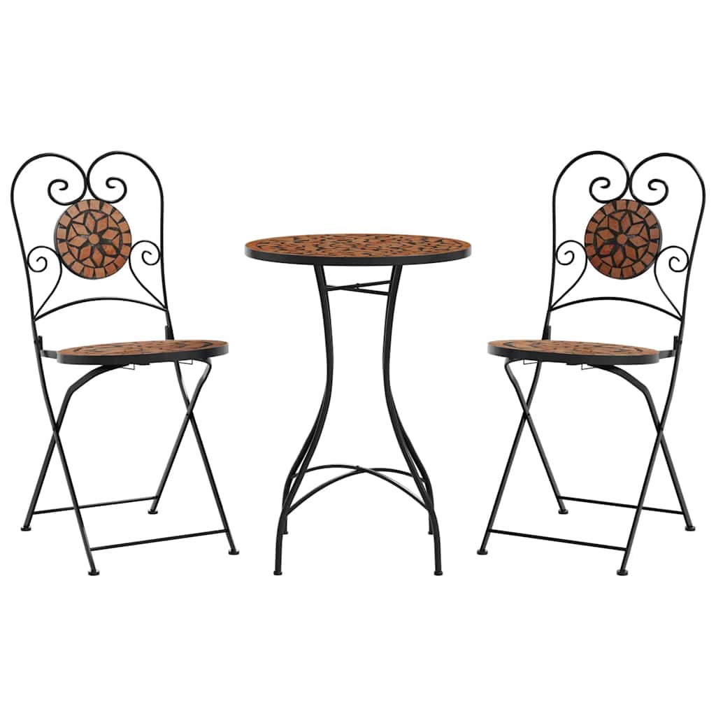 Bistro set s mozaikom boja cigle od željeza i keramike