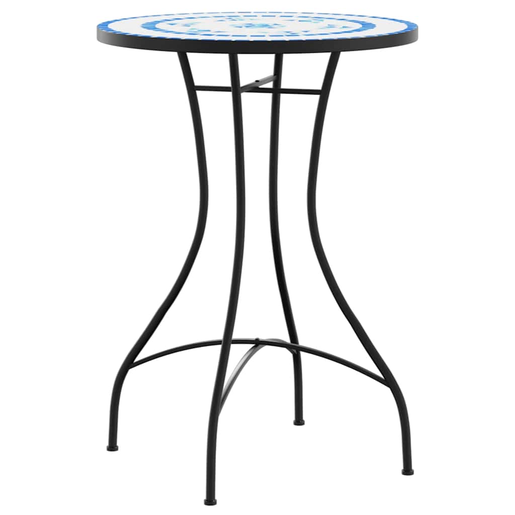 Bistro set s mozaikom plavo-bijeli od željeza i keramike