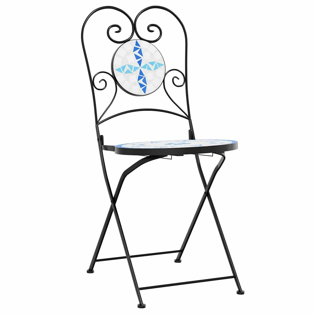 Bistro set s mozaikom plavo-bijeli od željeza i keramike