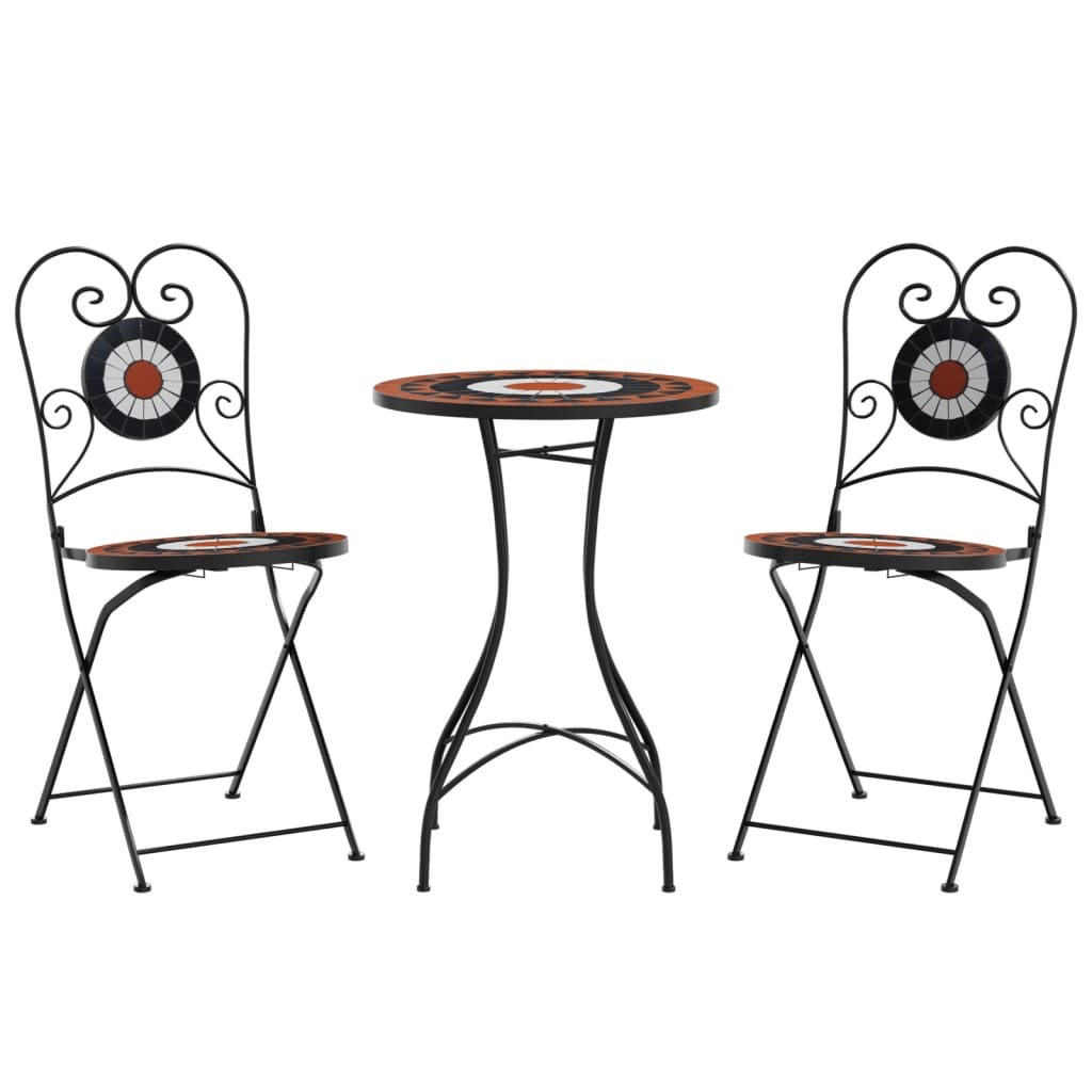 Bistro set s mozaikom boja cigle od željeza i keramike