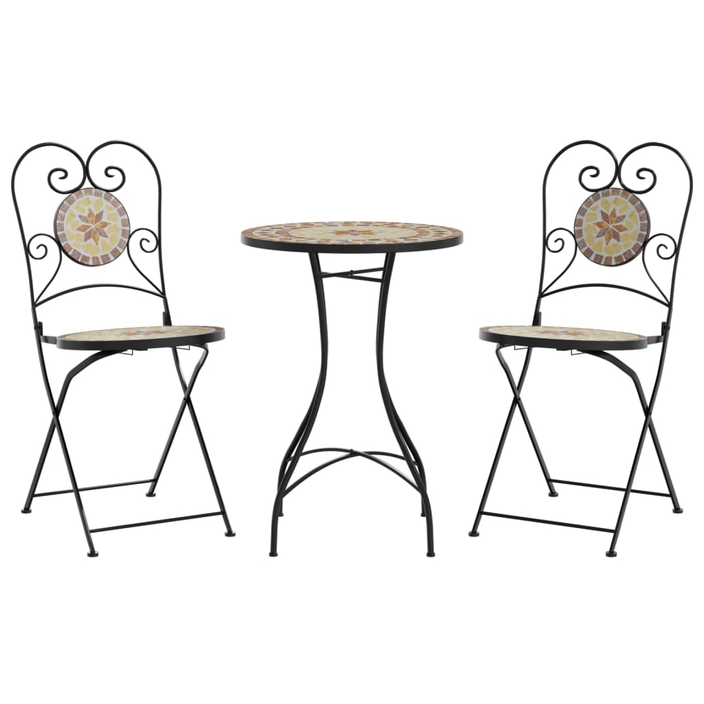 Bistro set s mozaikom terakota i bijelo od željeza i keramike