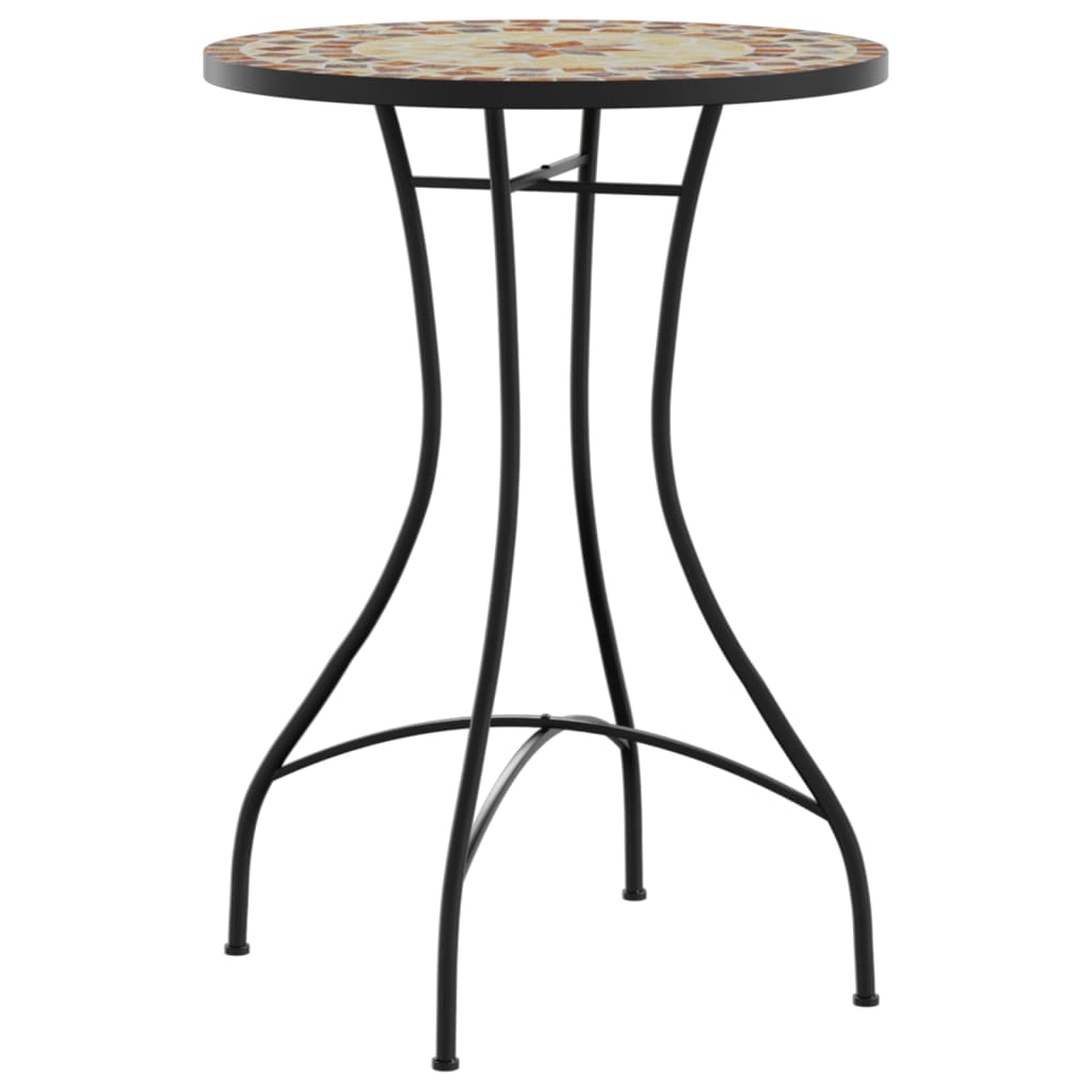 Bistro set s mozaikom terakota i bijelo od željeza i keramike