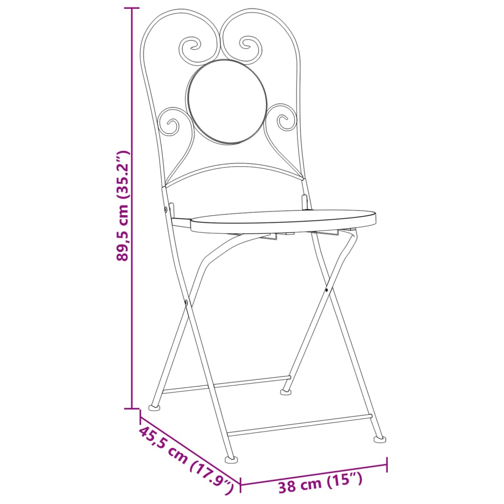 Bistro set s mozaikom terakota i bijelo od željeza i keramike
