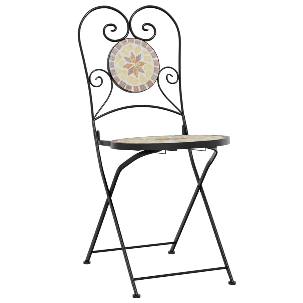 Bistro set s mozaikom terakota i bijelo od željeza i keramike
