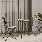 Bistro set s mozaikom terakota i bijelo od željeza i keramike