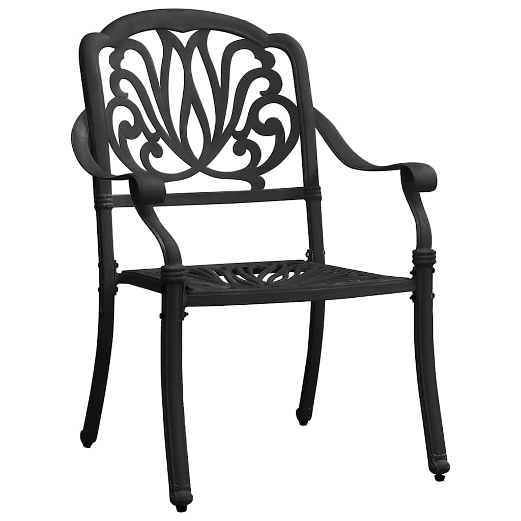 3-dijelni bistro set crni od lijevanog aluminija