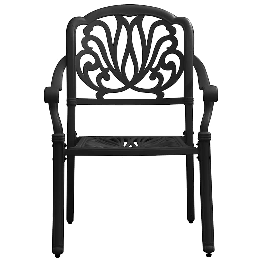 3-dijelni bistro set crni od lijevanog aluminija
