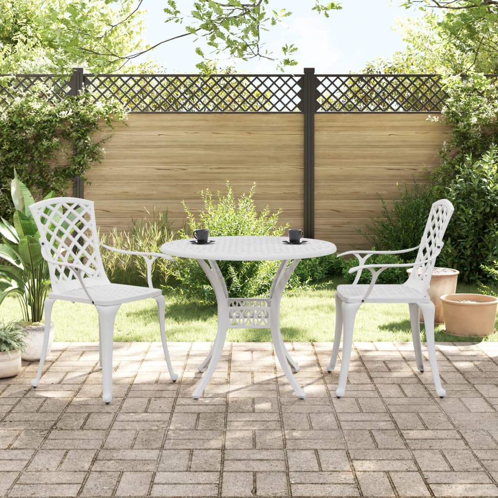 3-dijelni bistro set bijeli od lijevanog aluminija