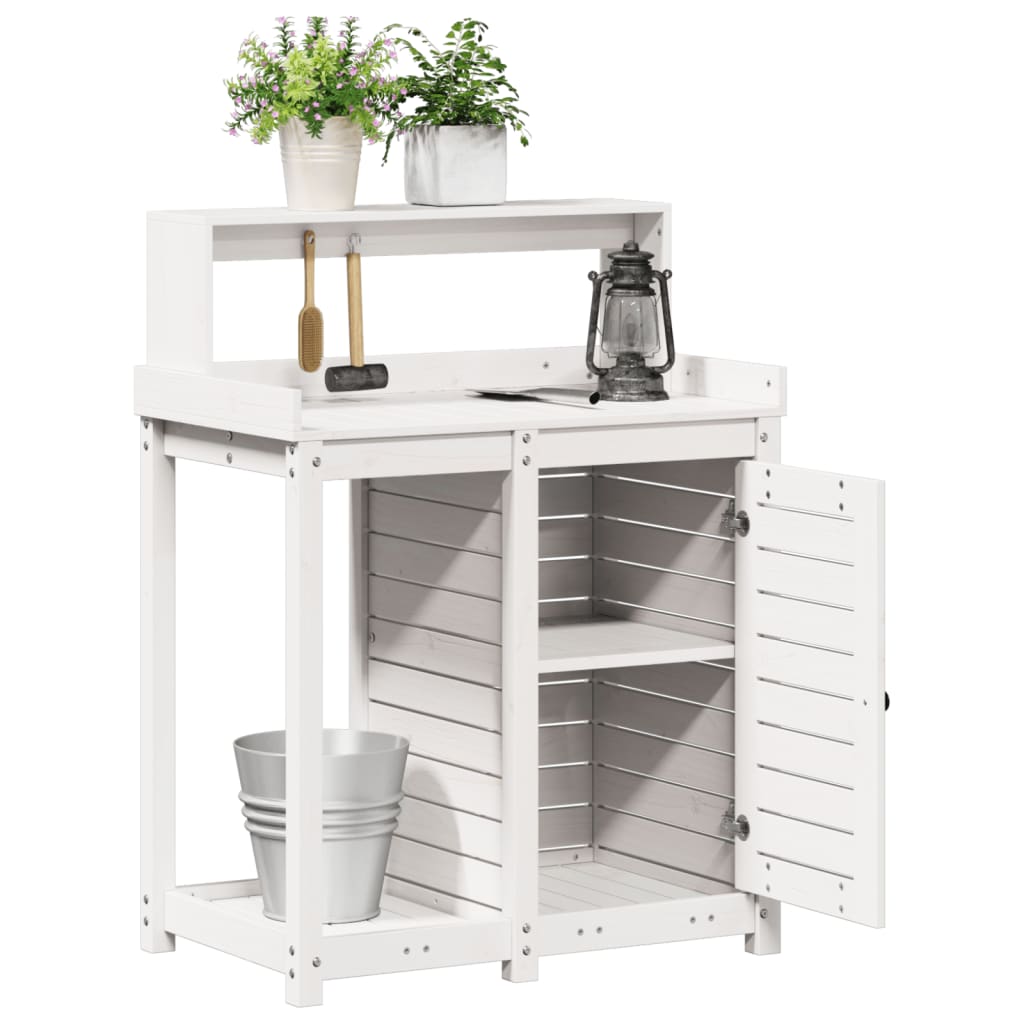 Stol za sadnju s policama bijeli 82,5x50x109,5 cm od borovine