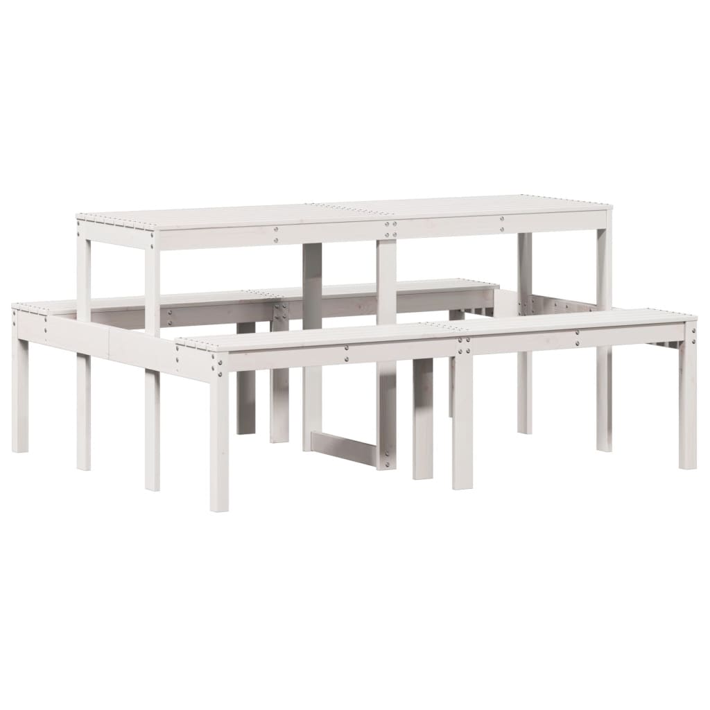 Stol za piknik bijeli 160 x 134 x 75 cm od masivne borovine