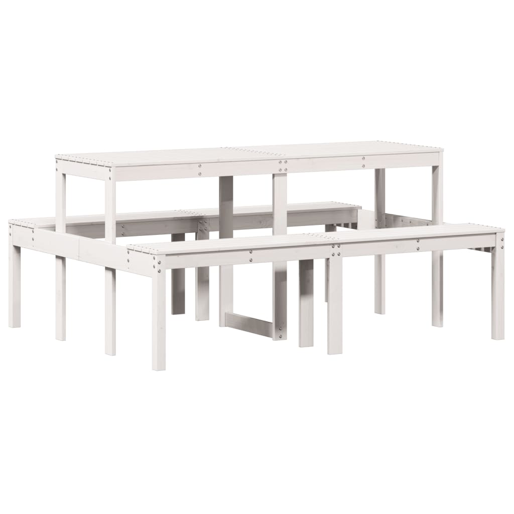 Stol za piknik bijeli 160 x 134 x 75 cm od masivne borovine