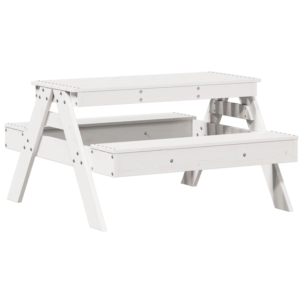 Stol za piknik za djecu bijeli 88x97x52 cm od masivne borovine