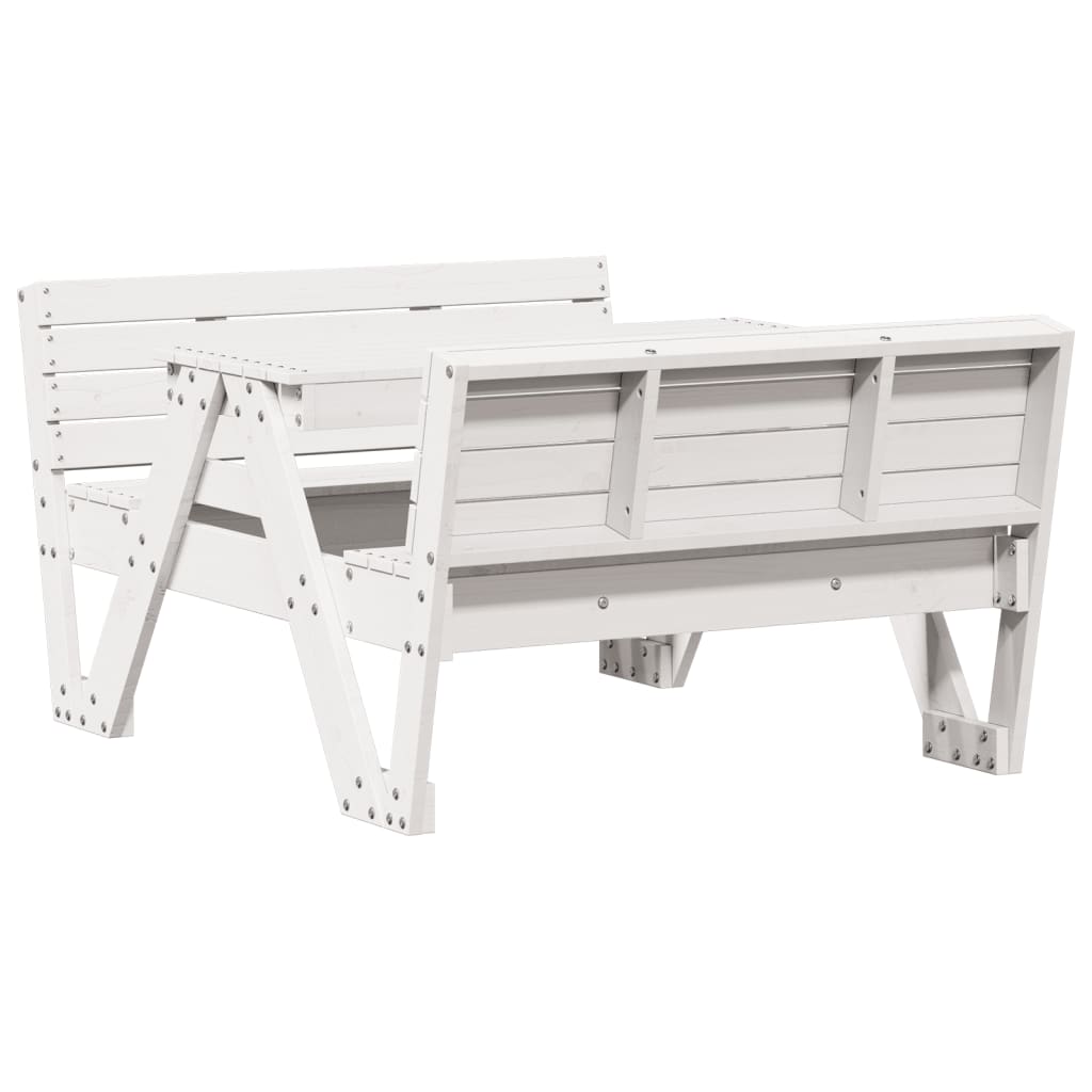 Stol za piknik za djecu bijeli 88x122x58 cm od masivne borovine