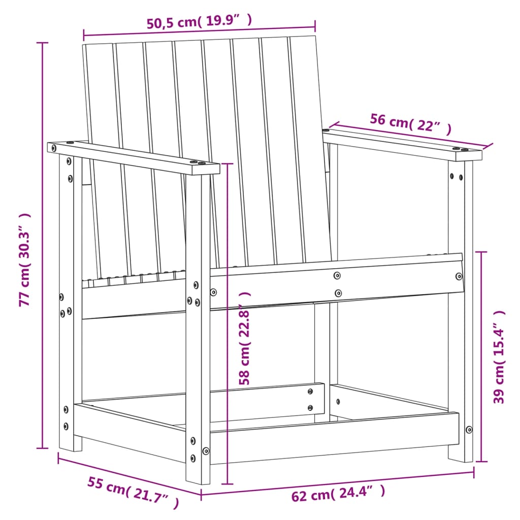 Vrtna stolica 62 x 56 x 77 cm od masivnog drva duglazije