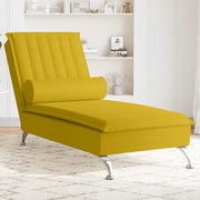 Masažna počivaljka s valjkastim jastukom žuta baršunasta