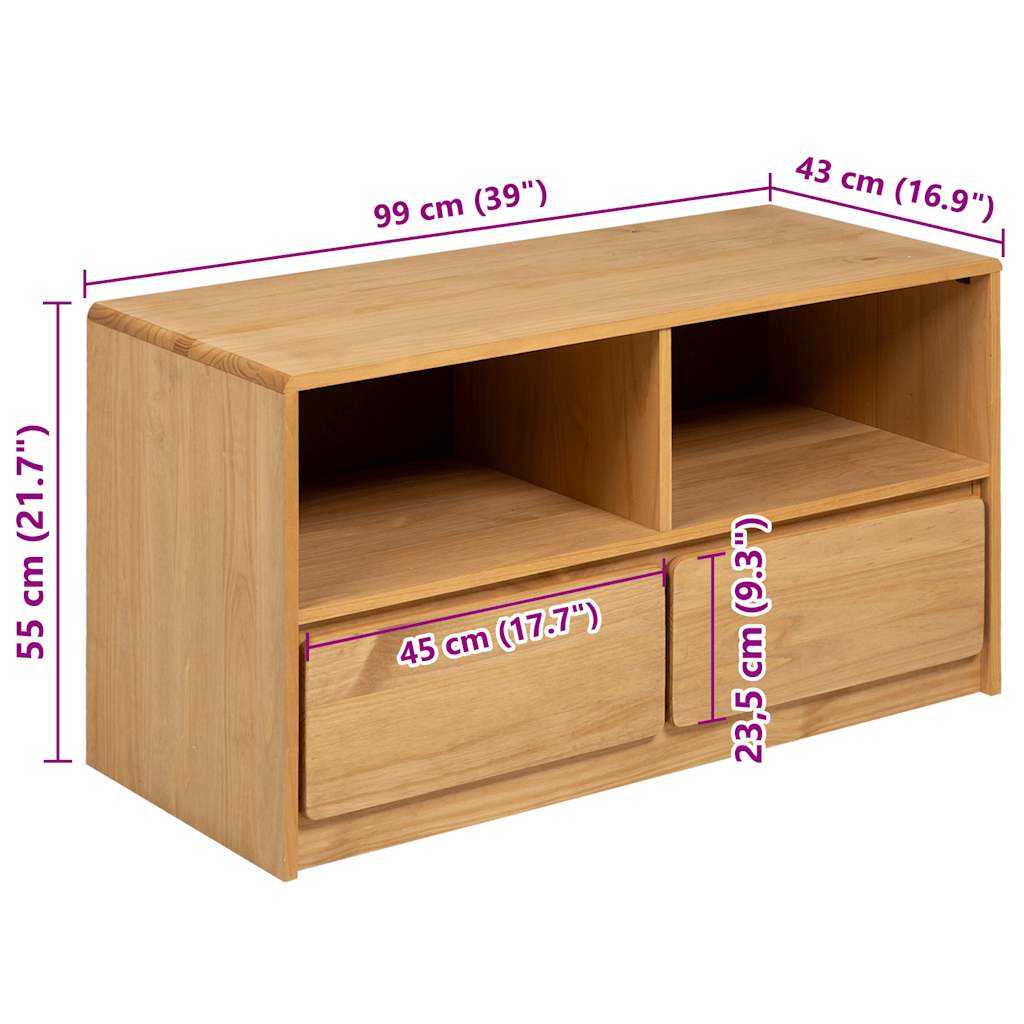 TV ormarić SAUDA boja hrasta 99 x 43 x 55 cm masivna borovina