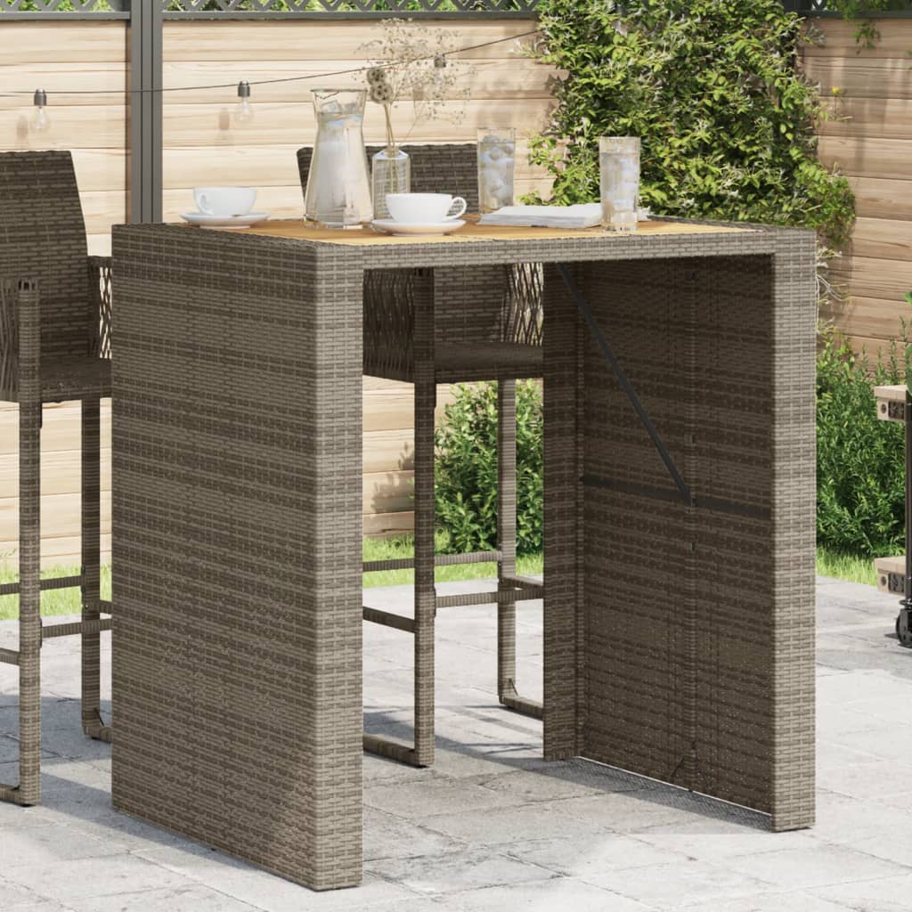 Vrtni barski stol s drvenom pločom sivi 105x80x110 cm poliratan