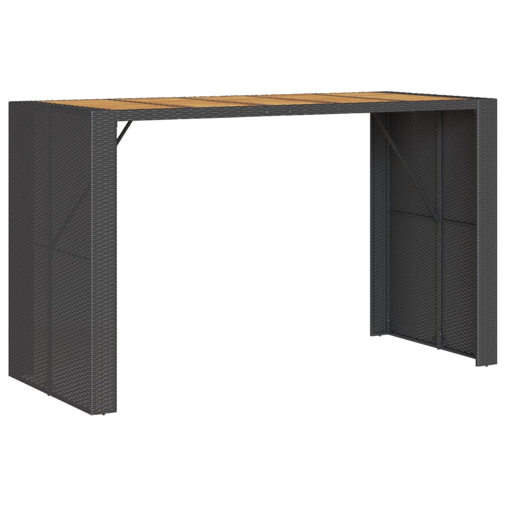 Vrtni barski stol s drvenom pločom crni 185x80x110 cm poliratan