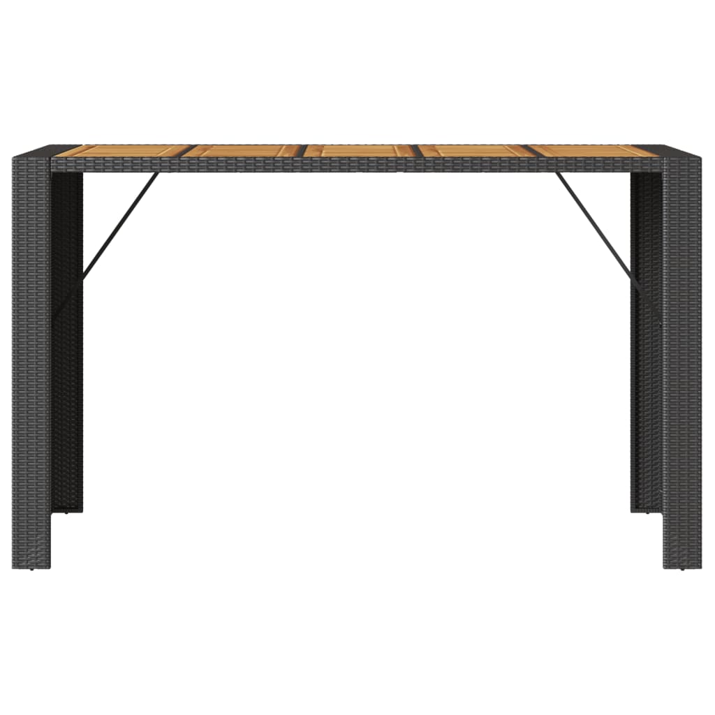 Vrtni barski stol s drvenom pločom crni 185x80x110 cm poliratan