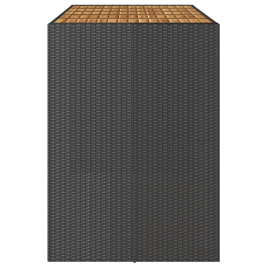 Vrtni barski stol s drvenom pločom crni 185x80x110 cm poliratan